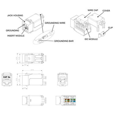 Вставка KJNE-8P8C-C5e-90-SH-F-WH RJ45(8P8C) кат. 5e экран. 110 IDC заделка с помощью NE-TOOL бел. Hyperline 46659