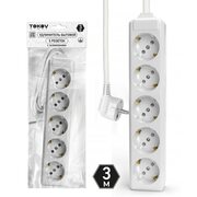 Удлинитель 5х3м с заземл. 10А 3х1.5 TOKOV LIGHT TKL-C01-BU5-3-1.5-Z