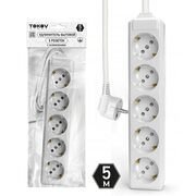 Удлинитель 5х5м с заземл. 10А 3х1.5 TOKOV LIGHT TKL-C01-BU5-5-1.5-Z
