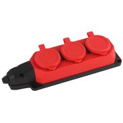 Колодка удлинителя 3-м с заземл. 16А IP44 K-3e-RED-IP44 каучук красн. Эра Б0044552