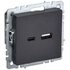 Розетка BRITE USB A+C 18Вт РЮ11-1-БрЧ черн. IEK BR-U22-018-K02