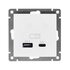 Розетка 2-м USB СП Афина тип А+С 5В 1х2.4А 2х4А механизм бел. Universal А0059