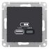 Розетка USB AtlasDesign тип A+C 5В/2.4А 2х5В/1.2А механизм карбон SchE ATN001039