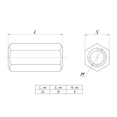 Гайка соединительная М8 EKF gsm8