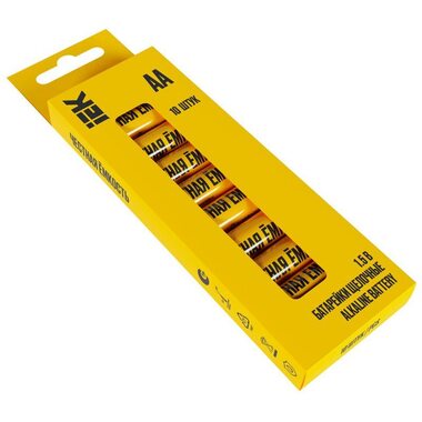 Элемент питания алкалиновый AA/LR6 Alkaline бокс (уп.10шт) IEK ABT-LR06-OP-B10
