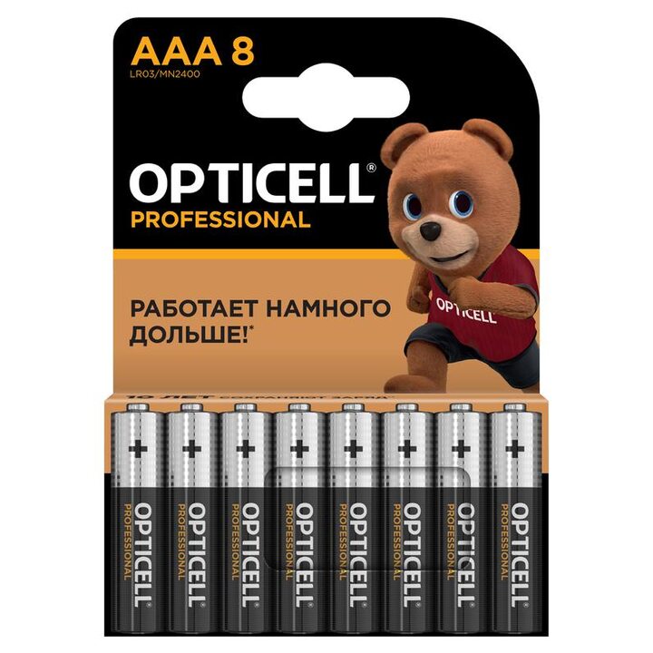 Элемент питания алкалиновый AAA/LR03 (блист. 8шт) Professional Opticell 5052008