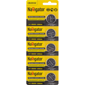 Элемент питания литиевый CR2032 94 765 NBT-CR2032-BP5 (блист.5шт) Navigator 94765