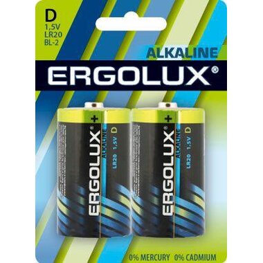 Элемент питания алкалиновый D/LR20 1.5В Alkaline BL-2 (блист.2шт) Ergolux 11752