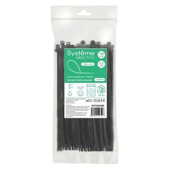 Стяжка кабельная 200х4.8 черн. (уп.100шт) SE IMT20048B