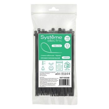 Стяжка кабельная 150х3.6 черн. (уп.100шт) SE IMT15036B