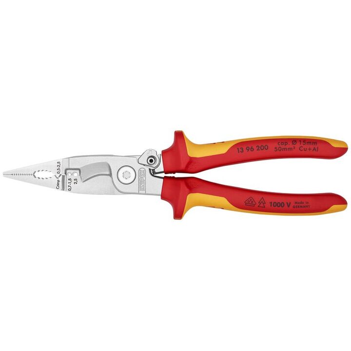 Клещи электромонтажные VDE 6-в-1 L-200мм Knipex KN-1396200