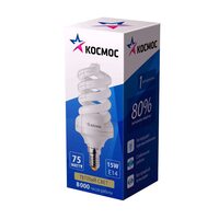 Лампа люминесцентная компакт. SPC 15Вт E14 спиральная 2700К Т3 КОСМОС LKsmSPC15wE1427