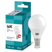 Лампа светодиодная Eco G45 7Вт шар 4000К нейтр. бел. E14 630лм 230-240В IEK LLE-G45-7-230-40-E14