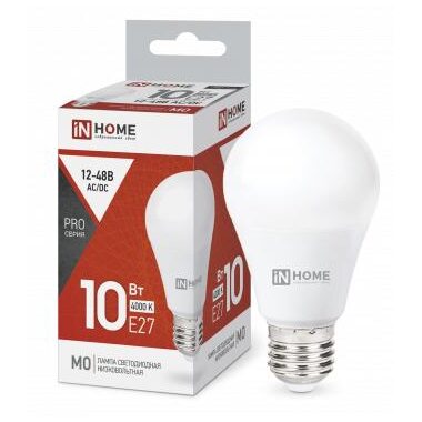 Лампа светодиодная LED-MO-PRO 10Вт 4000К нейтр. бел. Е27 900лм 12-48В низковольтная IN HOME 4690612038032