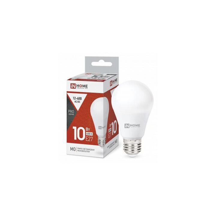 Лампа светодиодная LED-MO-PRO 10Вт 4000К нейтр. бел. Е27 900лм 12-48В низковольтная IN HOME 4690612038032