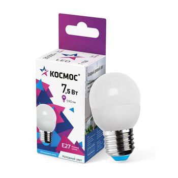 Лампа светодиодная GL45 7.5Вт 6500К E27 220В КОСМОС LkecLED7.5wGL45E2765