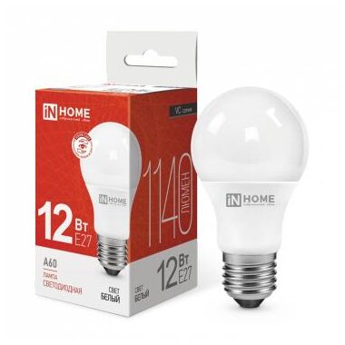 Лампа светодиодная LED-A60-VC 12Вт грушевидная 4000К нейтр. бел. E27 1140лм 230В IN HOME 4690612020242