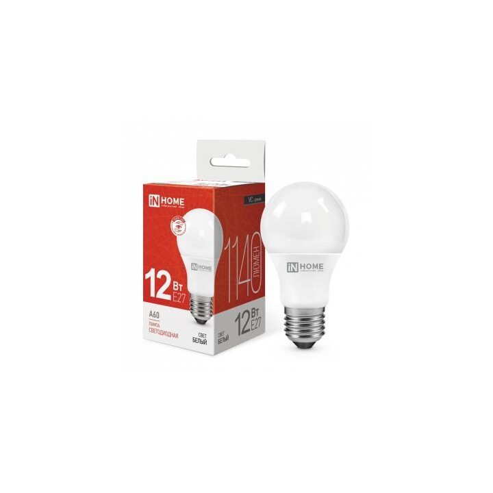 Лампа светодиодная LED-A60-VC 12Вт грушевидная 4000К нейтр. бел. E27 1140лм 230В IN HOME 4690612020242