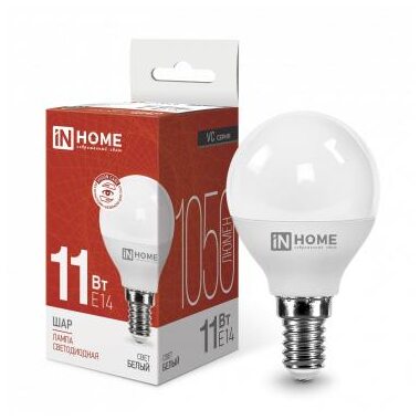 Лампа светодиодная LED-ШАР-VC 11Вт шар 4000К нейтр. бел. E14 1050лм 230В IN HOME 4690612020594