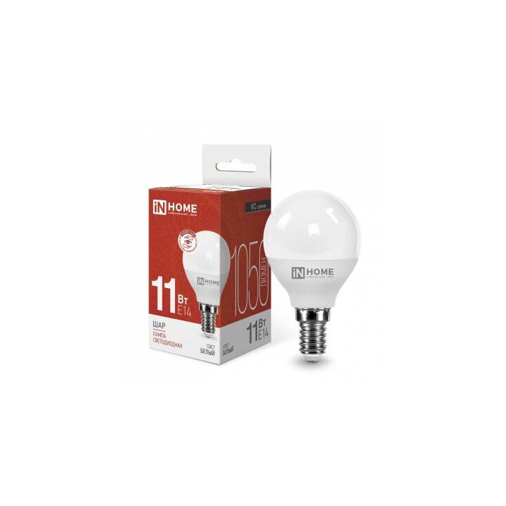 Лампа светодиодная LED-ШАР-VC 11Вт шар 4000К нейтр. бел. E14 1050лм 230В IN HOME 4690612020594