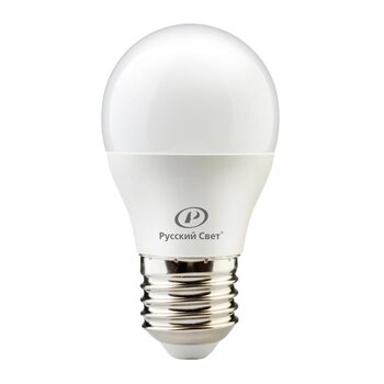 Лампа светодиодная RS LED G45 E27 6W 220-240V 4000К 6Вт шар 600лм Ra 90 Русский Свет 15010445047