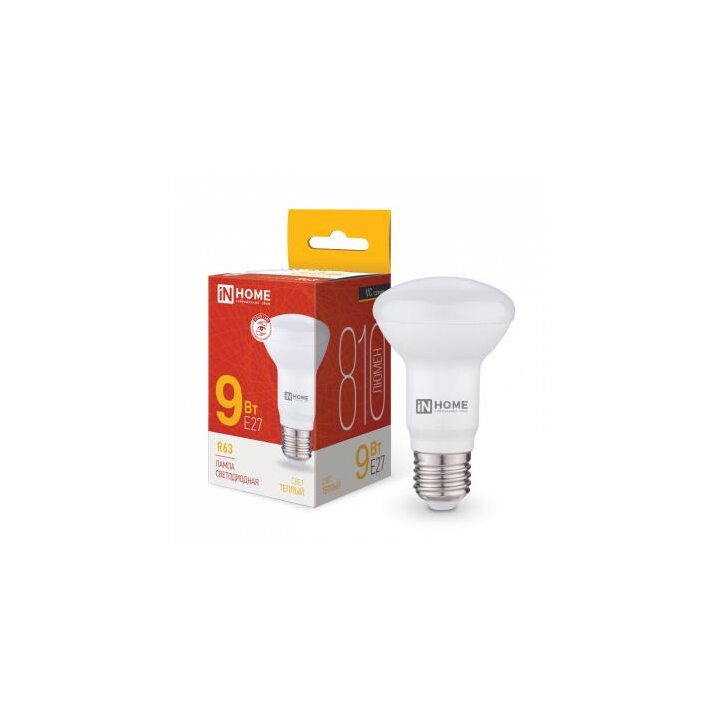 Лампа светодиодная LED-R63-VC 9Вт 230В E27 3000К 810лм IN HOME 4690612024301