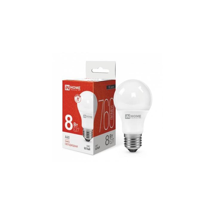 Лампа светодиодная LED-A60-VC 8Вт грушевидная 4000К нейтр. бел. E27 760лм 230В IN HOME 4690612024028