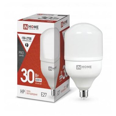 Лампа светодиодная LED-HP-PRO 30Вт 4000К нейтр. бел. E27 2850лм 230В IN HOME 4690612031071