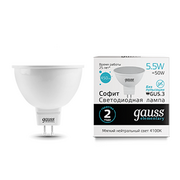 Лампа светодиодная Elementary 5.5Вт MR16 4100К нейтр. бел. GU5.3 450лм GAUSS 13526