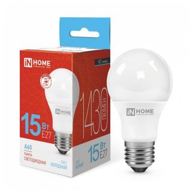 Лампа светодиодная LED-A60-VC 15Вт грушевидная 230В E27 6500К 1430лм IN HOME 4690612020280