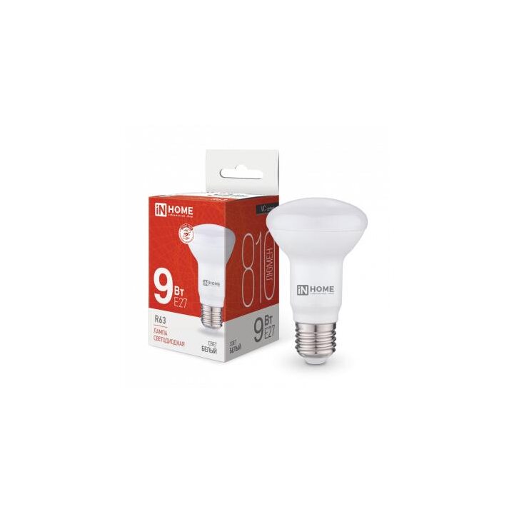 Лампа светодиодная LED-R63-VC 9Вт 4000К нейтр. бел. E27 810лм 230В IN HOME 4690612024325