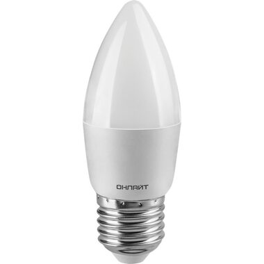 Лампа светодиодная 71 634 OLL-C37-8-230-2.7K-E27-FR 8Вт свеча 2700К тепл. бел. E27 560лм 176-264В ОНЛАЙТ 71634