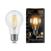 Лампа светодиодная филаментная Filament 10Вт A60 2700К тепл. бел. E27 930лм GAUSS 102802110