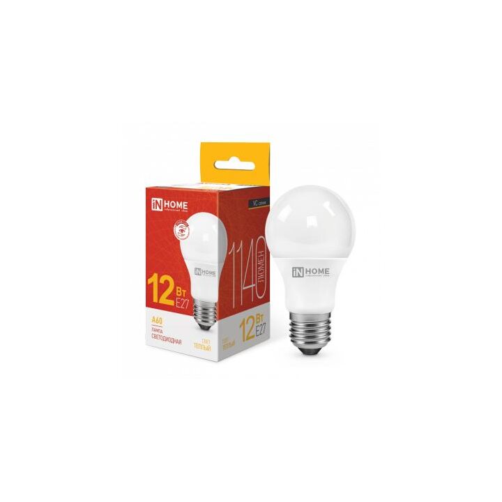 Лампа светодиодная LED-A60-VC 12Вт грушевидная 230В E27 3000К 1140лм IN HOME 4690612020235