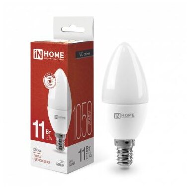 Лампа светодиодная LED-СВЕЧА-VC 11Вт свеча 4000К нейтр. бел. E14 1050лм 230В IN HOME 4690612020471