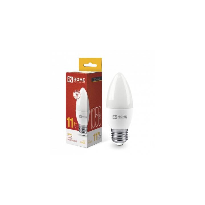 Лампа светодиодная LED-СВЕЧА-VC 11Вт свеча 3000К тепл. бел. E27 1050лм 230В IN HOME 4690612020488