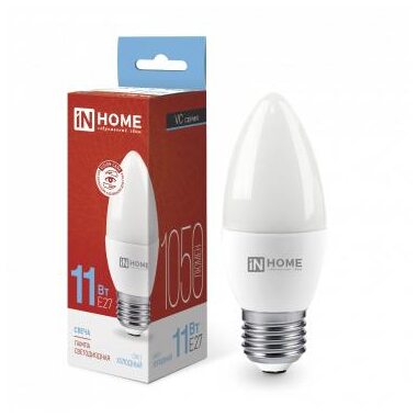 Лампа светодиодная LED-СВЕЧА-VC 11Вт свеча 230В E27 6500К 1050лм IN HOME 4690612024868