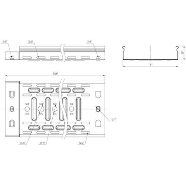 Лоток листовой перфорированный 50х50 L3000 0.55мм EKF L505001-0.55