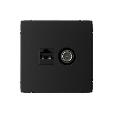 Розетка компьютерная + телевизионная 2-м ArtGallery RJ45 + TV кат.5E карбон SE GAL001089