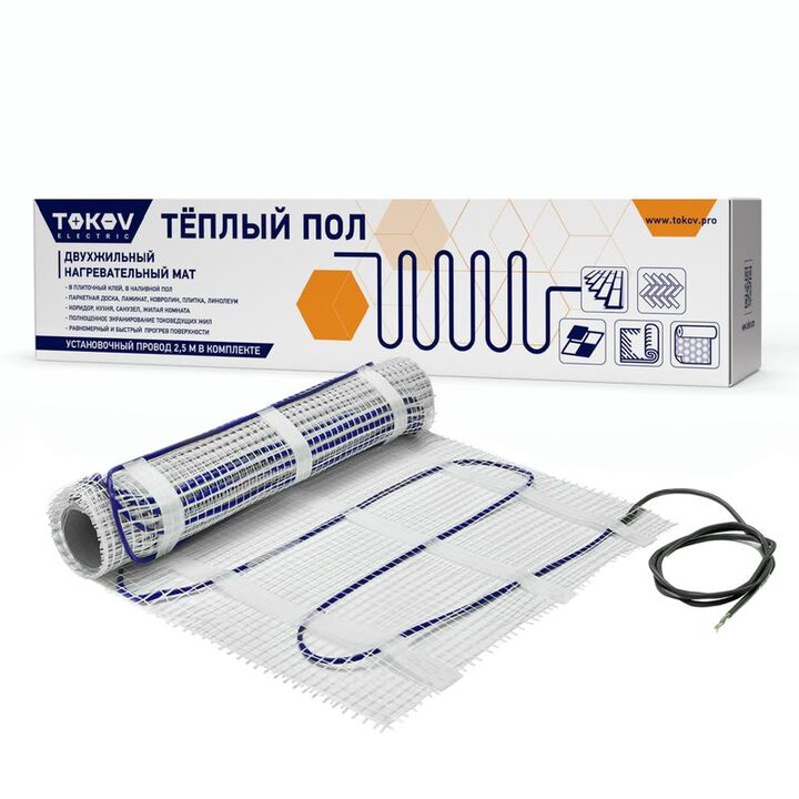 Комплект "Теплый пол" (мат) 150Вт/кв.м 0.75кв.м TOKOV ELECTRIC TKE-MAT150-112-0.75