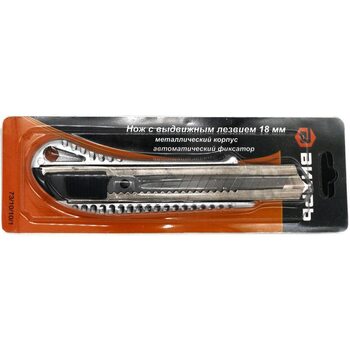 Нож с выдвижным лезвием 18мм метал. корпус автоматический фиксатор Вихрь 73/10/10/1