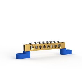 Шина нулевая 6х9мм 8 отвер. латунь У2-С на двух угловых изоляторах TOKOV ELECTRIC TKE-BSB-69-8-L2/N