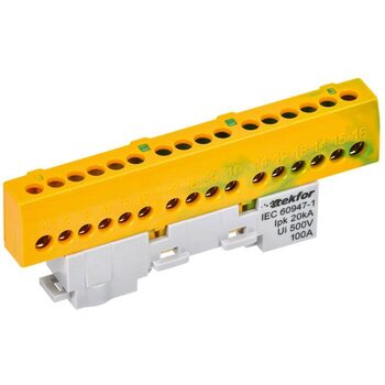 Шина PE "земля" изол. на универс. держ. 6х9-16-ЖЗ TEKFOR IEK TF-NN10-16-KL-K52