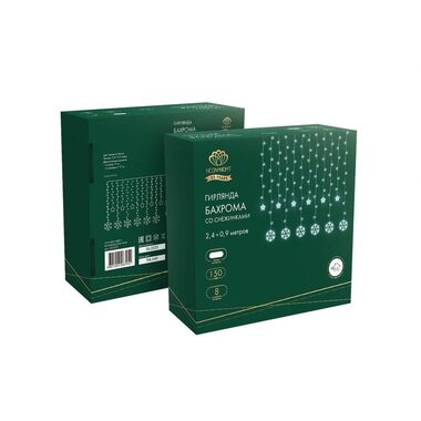 Гирлянда светодиодная "Бахрома" со снежинками 2.4х0.9м 150LED бел. 7.5Вт 230В IP20 с контроллером 8 режимов Neon-Night 255-075