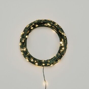 Гирлянда светодиодная "Роса" 20м 200LED тепл. бел. IP20 с контроллером провод зел. Neon-Night 303-266