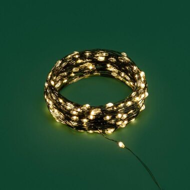 Гирлянда "Роса" 30м 300LED тепл. бел. IP20 230В с контроллером провод зел. Neon-Night 303-276