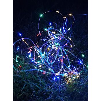 Гирлянда светодиодная "Разноцветные нити" 100LED 7м (4м+3м) мультиколор на солнечной батарее аккумулятор AA NI-MH 600мАч IP44 КОСМОС KOC_SOL196