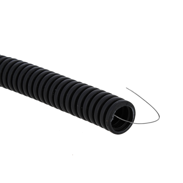 Труба гофрированная ПВХ d20мм с протяжкой черн. (уп.100м) Plast EKF tg-z-20-100-black
