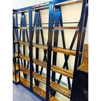 Стеллаж металлический с деревянными полками 1900*500*200