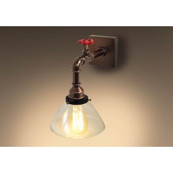 Светильник настенный E27 LOFT №13 D175 GLASS с краном PIPE